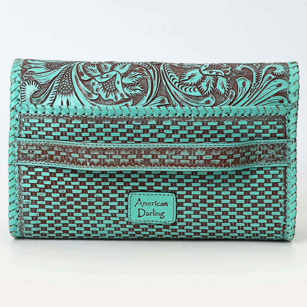 ADBGZ899 Hand-Tooled Genuine Leather Western Clutch Wallet
