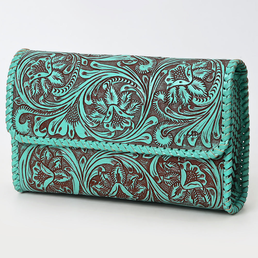 ADBGZ899 Hand-Tooled Genuine Leather Western Clutch Wallet