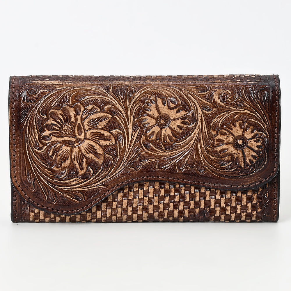 ADBGZ901 Hand-Tooled Genuine Leather Western clutch with Curved Flap