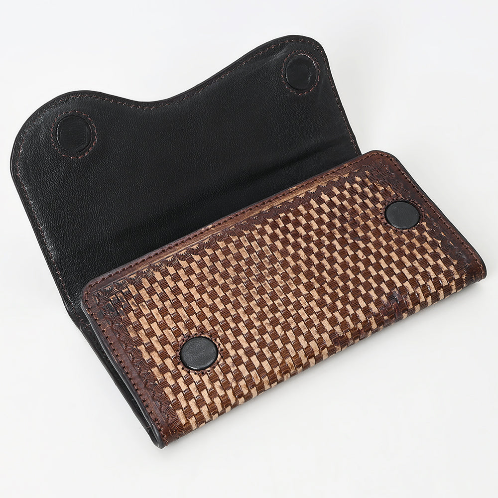 ADBGZ901 Hand-Tooled Genuine Leather Western clutch with Curved Flap