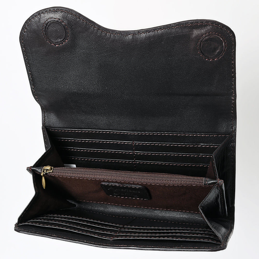 ADBGZ901 Hand-Tooled Genuine Leather Western clutch with Curved Flap
