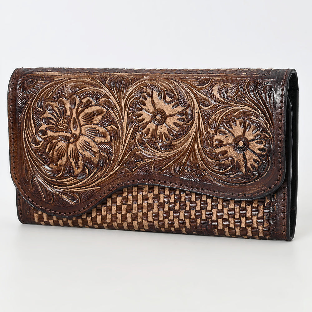ADBGZ901 Hand-Tooled Genuine Leather Western clutch with Curved Flap