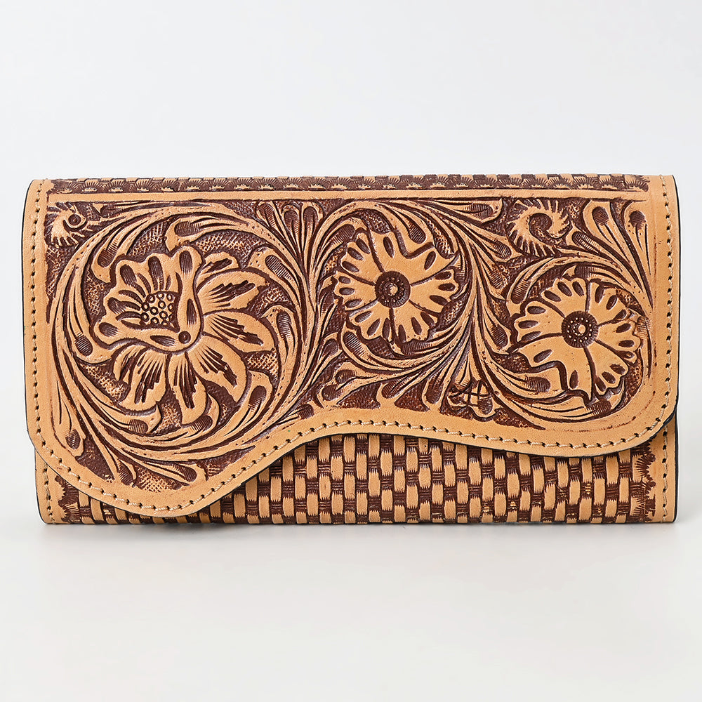 ADBGZ901 Hand-Tooled Genuine Leather Western clutch with Curved Flap
