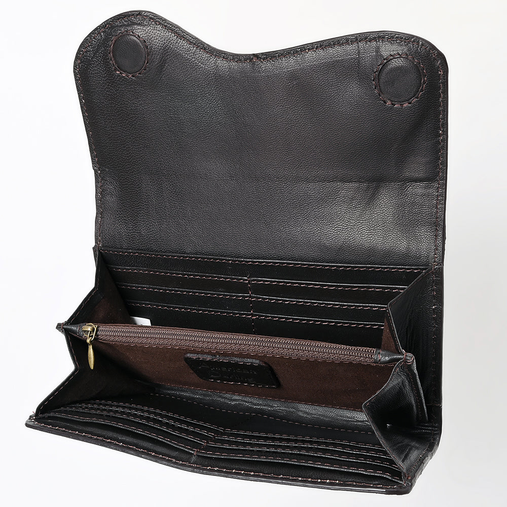 ADBGZ901 Hand-Tooled Genuine Leather Western clutch with Curved Flap