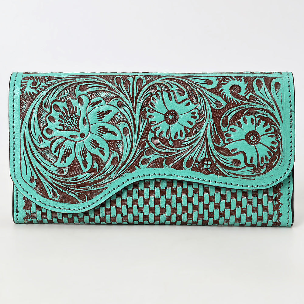 ADBGZ901 Hand-Tooled Genuine Leather Western clutch with Curved Flap