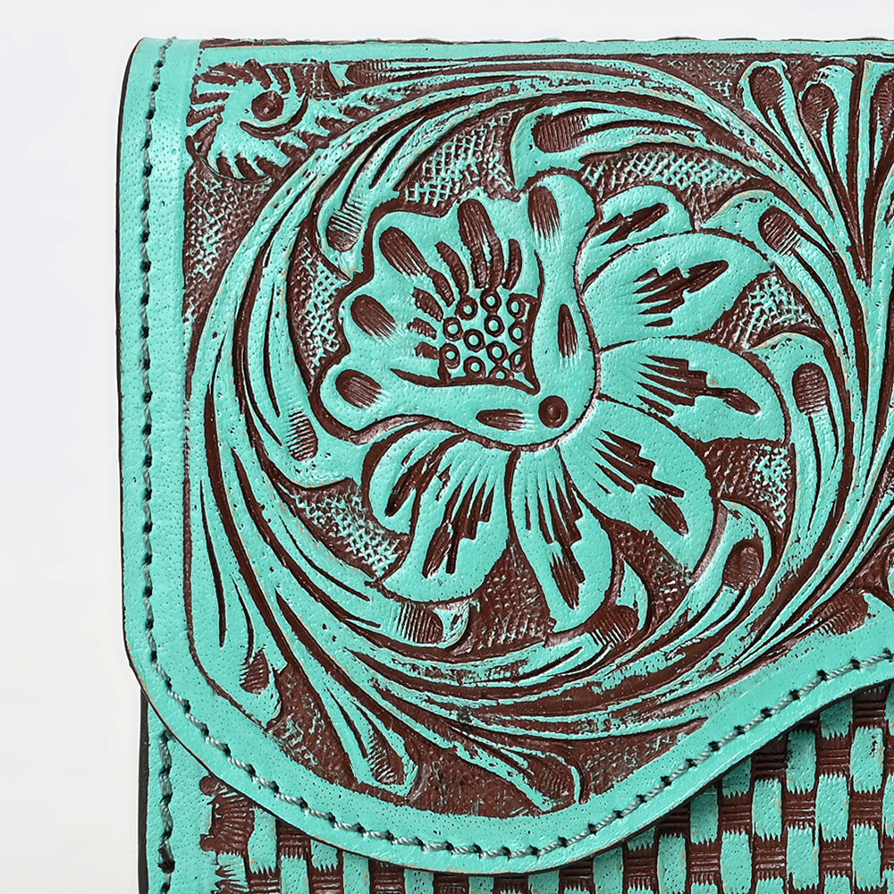 ADBGZ901 Hand-Tooled Genuine Leather Western clutch with Curved Flap