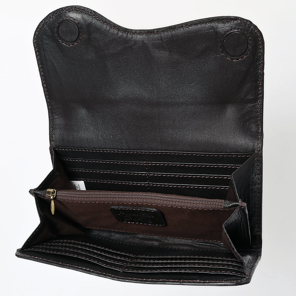 ADBGZ901 Hand-Tooled Genuine Leather Western clutch with Curved Flap