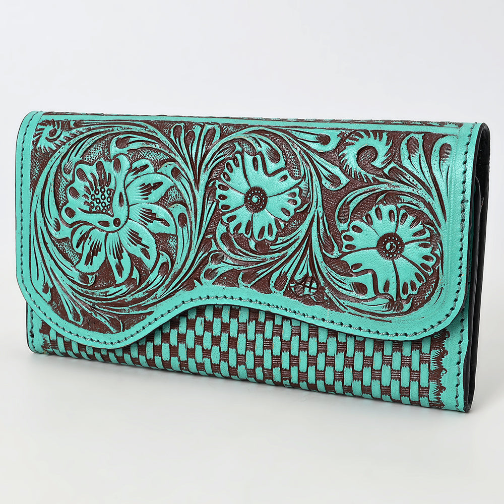 ADBGZ901 Hand-Tooled Genuine Leather Western clutch with Curved Flap