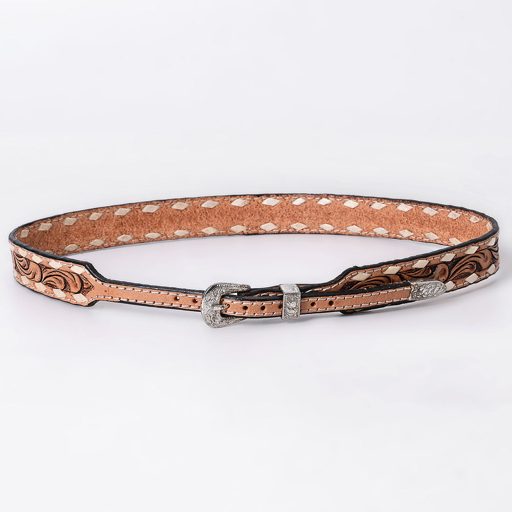 ADHTBR121 Hand tooled Genuine American Leather Hatband Unisex