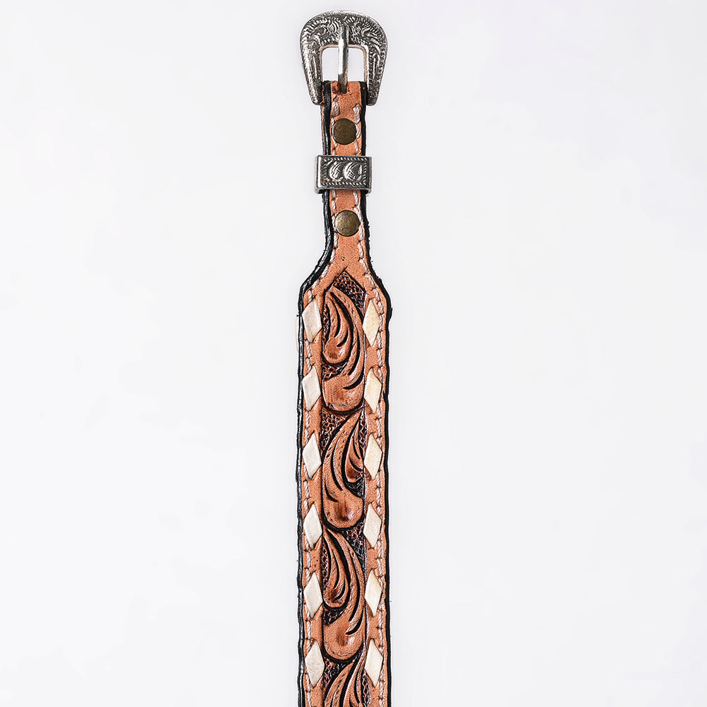 ADHTBR121 Hand tooled Genuine American Leather Hatband Unisex