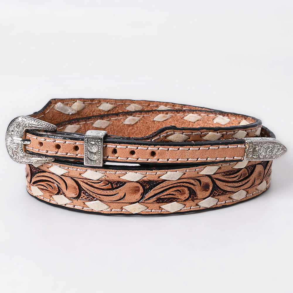 ADHTBR121 Hand tooled Genuine American Leather Hatband Unisex