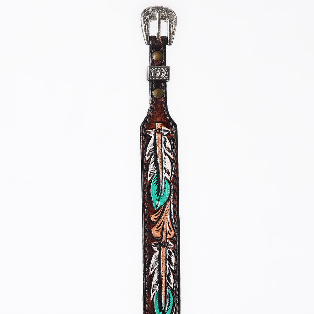 ADHTBR124 Hand tooled Genuine American Leather Hatband Unisex