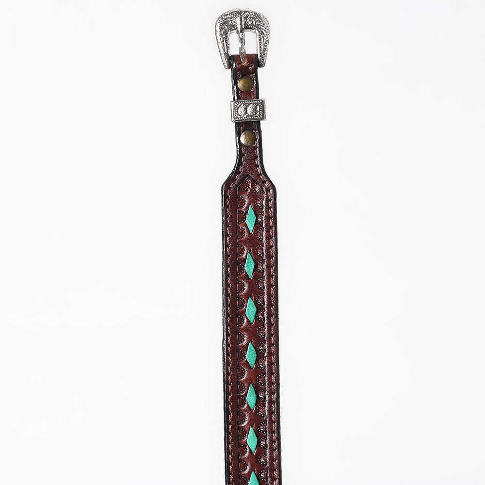 ADHTBR130 Hand tooled Genuine American Leather Hatband Unisex