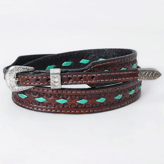 ADHTBR130 Hand tooled Genuine American Leather Hatband Unisex