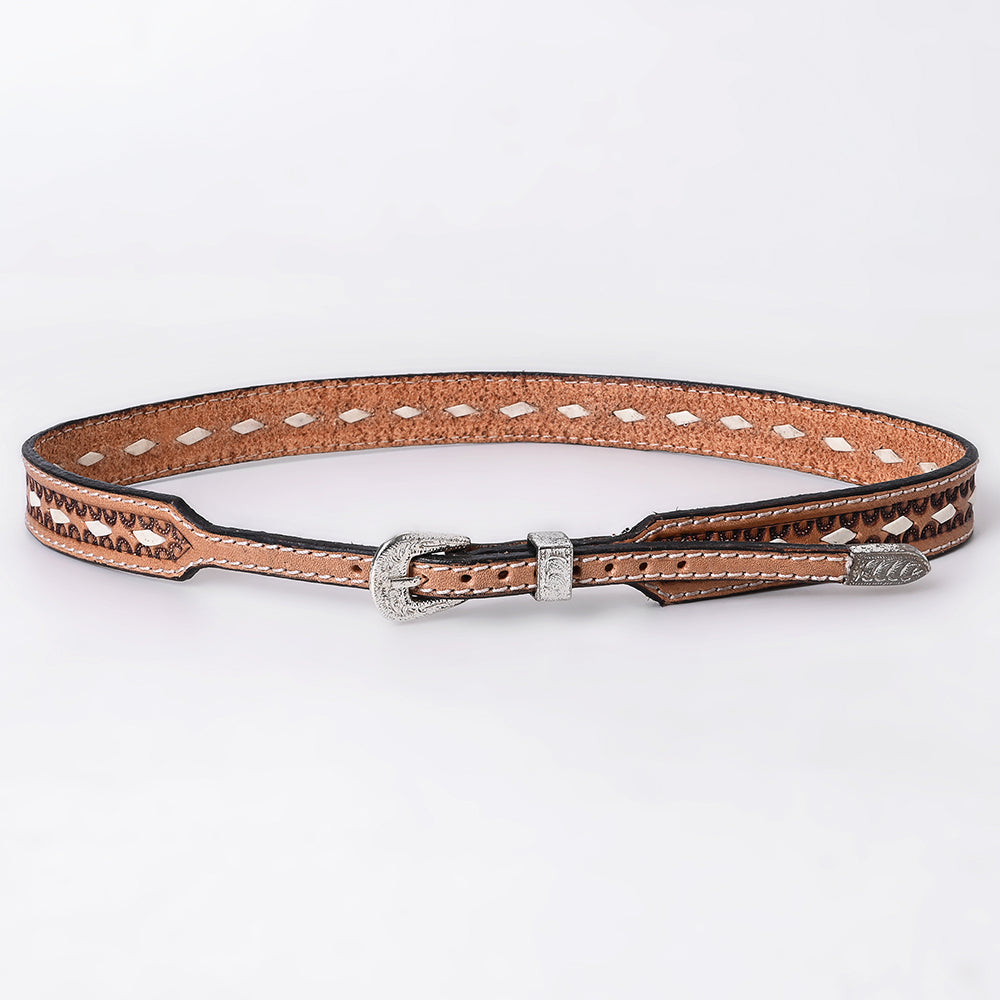 ADHTBR131 Hand tooled Genuine American Leather Hatband Unisex