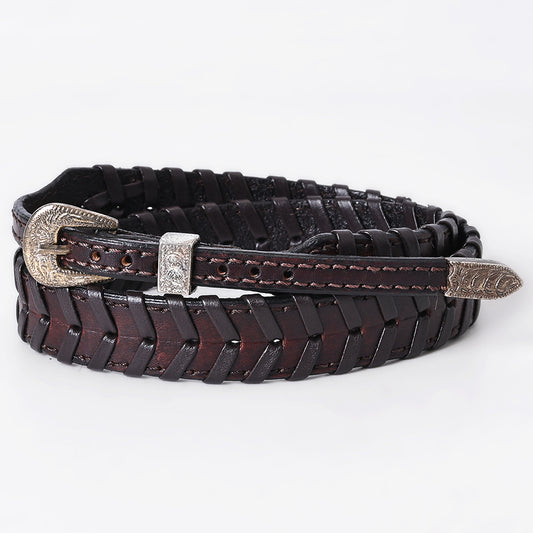 ADHTBR133 Hand tooled Genuine American Leather Hatband Unisex