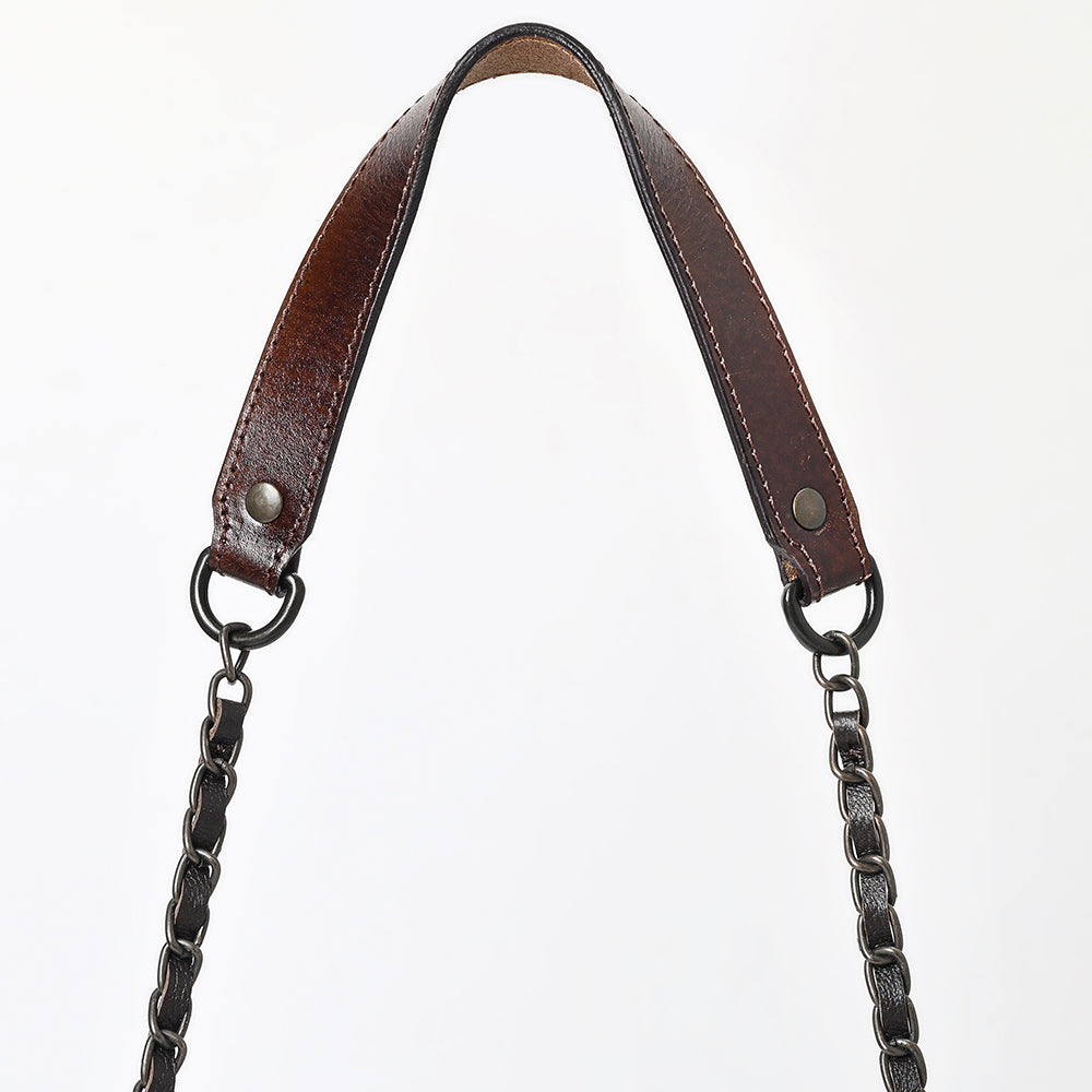 ADBGZ903 Hand-Tooled Genuine Leather Crossbody Bag with Chain Strap