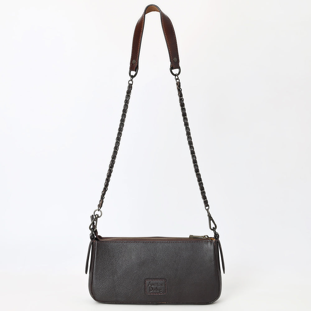 ADBGZ903 Hand-Tooled Genuine Leather Crossbody Bag with Chain Strap