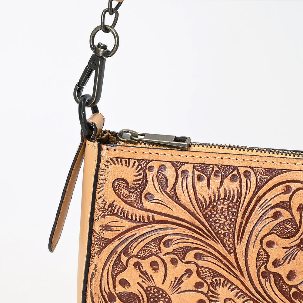 ADBGZ903 Hand-Tooled Genuine Leather Crossbody Bag with Chain Strap