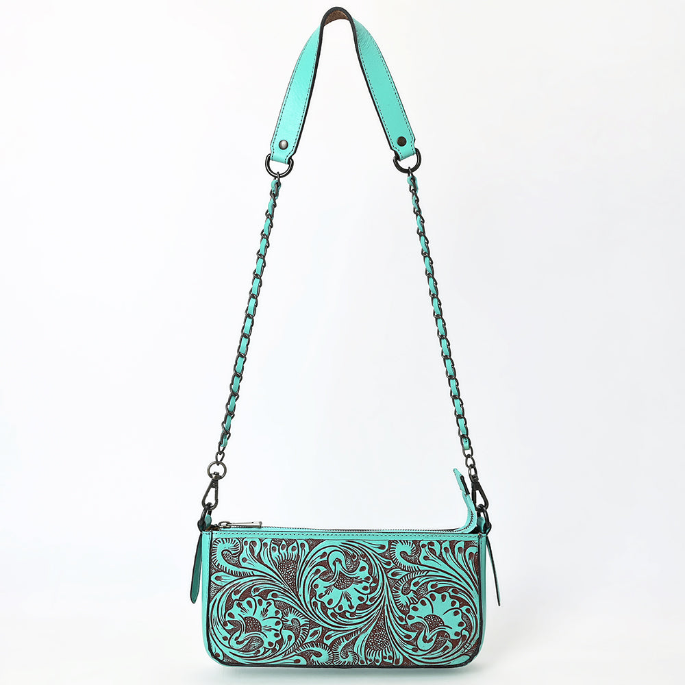 ADBGZ903 Hand-Tooled Genuine Leather Crossbody Bag with Chain Strap