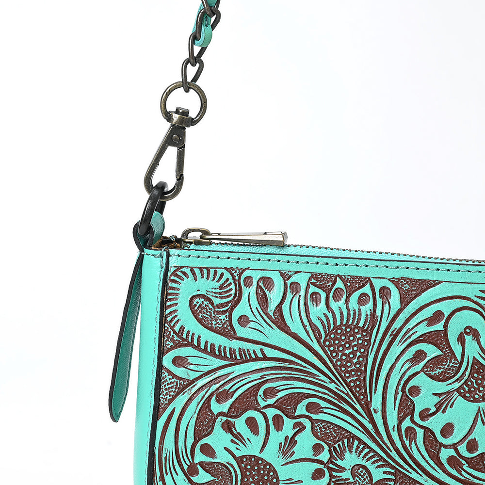 ADBGZ903 Hand-Tooled Genuine Leather Crossbody Bag with Chain Strap