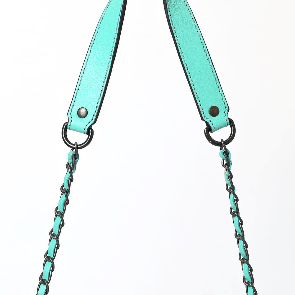 ADBGZ903 Hand-Tooled Genuine Leather Crossbody Bag with Chain Strap