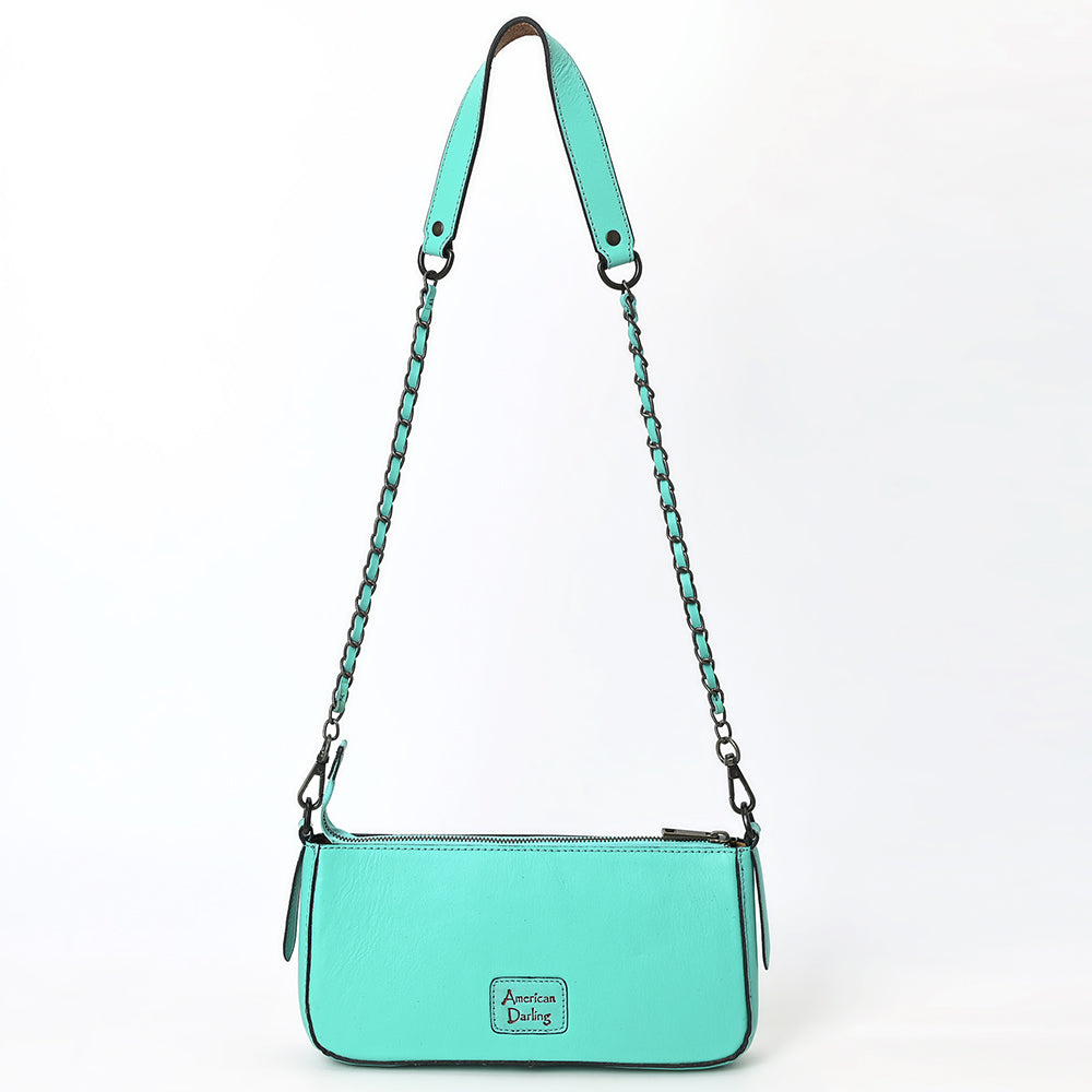 ADBGZ903 Hand-Tooled Genuine Leather Crossbody Bag with Chain Strap