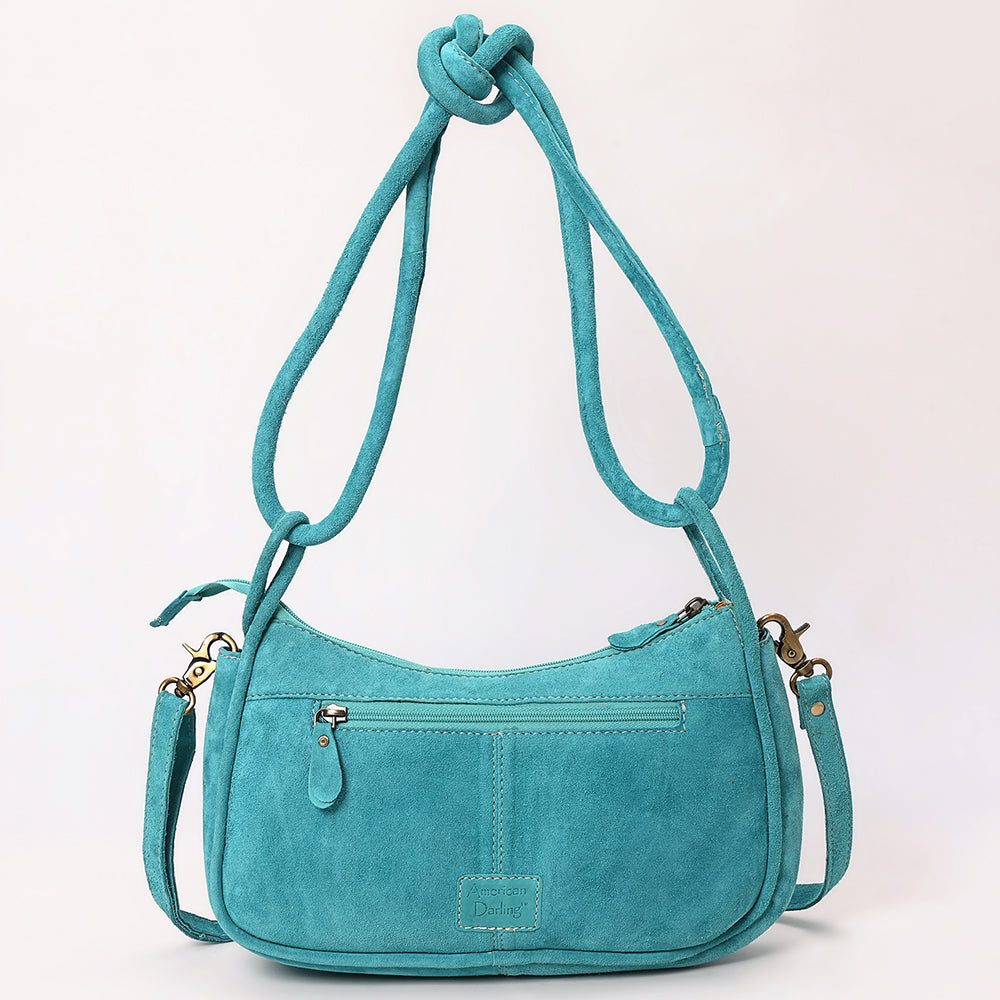 ADBGA645 Genuine suede Western Crossbody Bag with Contrast Stitching & Dual Strap Design