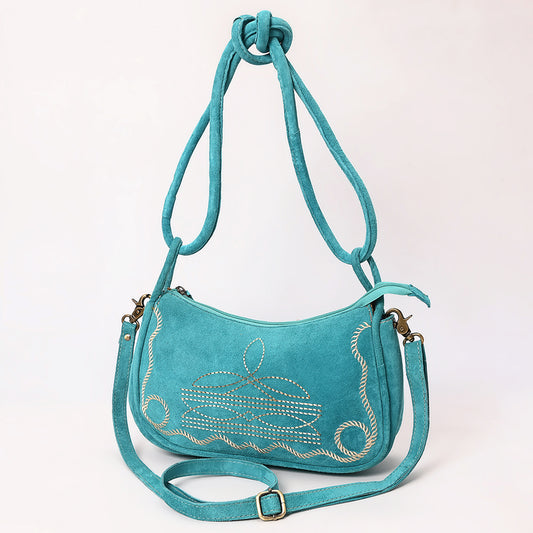 ADBGA645 Genuine suede Western Crossbody Bag with Contrast Stitching & Dual Strap Design
