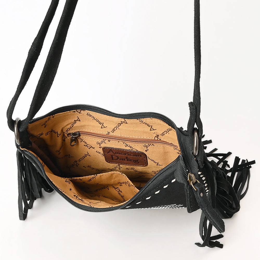 ADBG1625A Genuine suede Fringe Crossbody Bag - Western Embroidered Leather Shoulder Purse