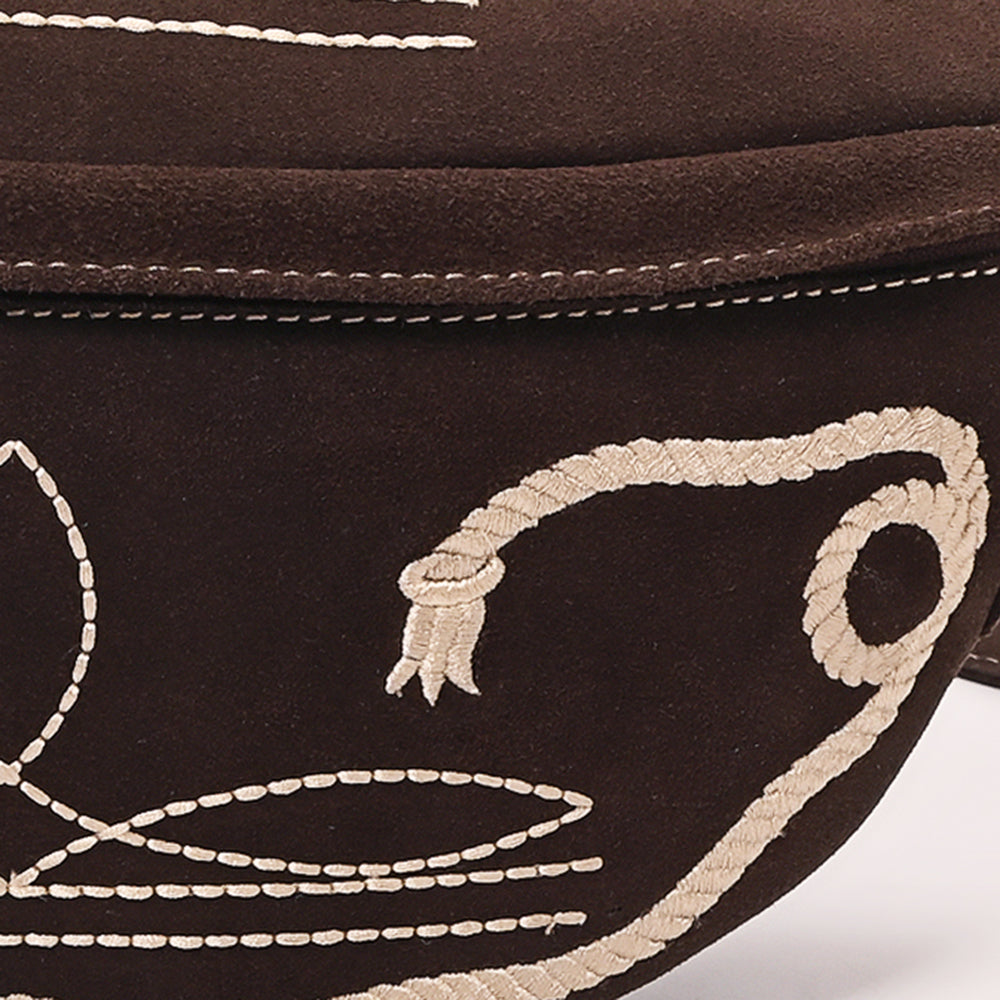ADBGA668 Western Genuine suede Belt Bag with Rope Embroidery-Rodeo Waist Pack