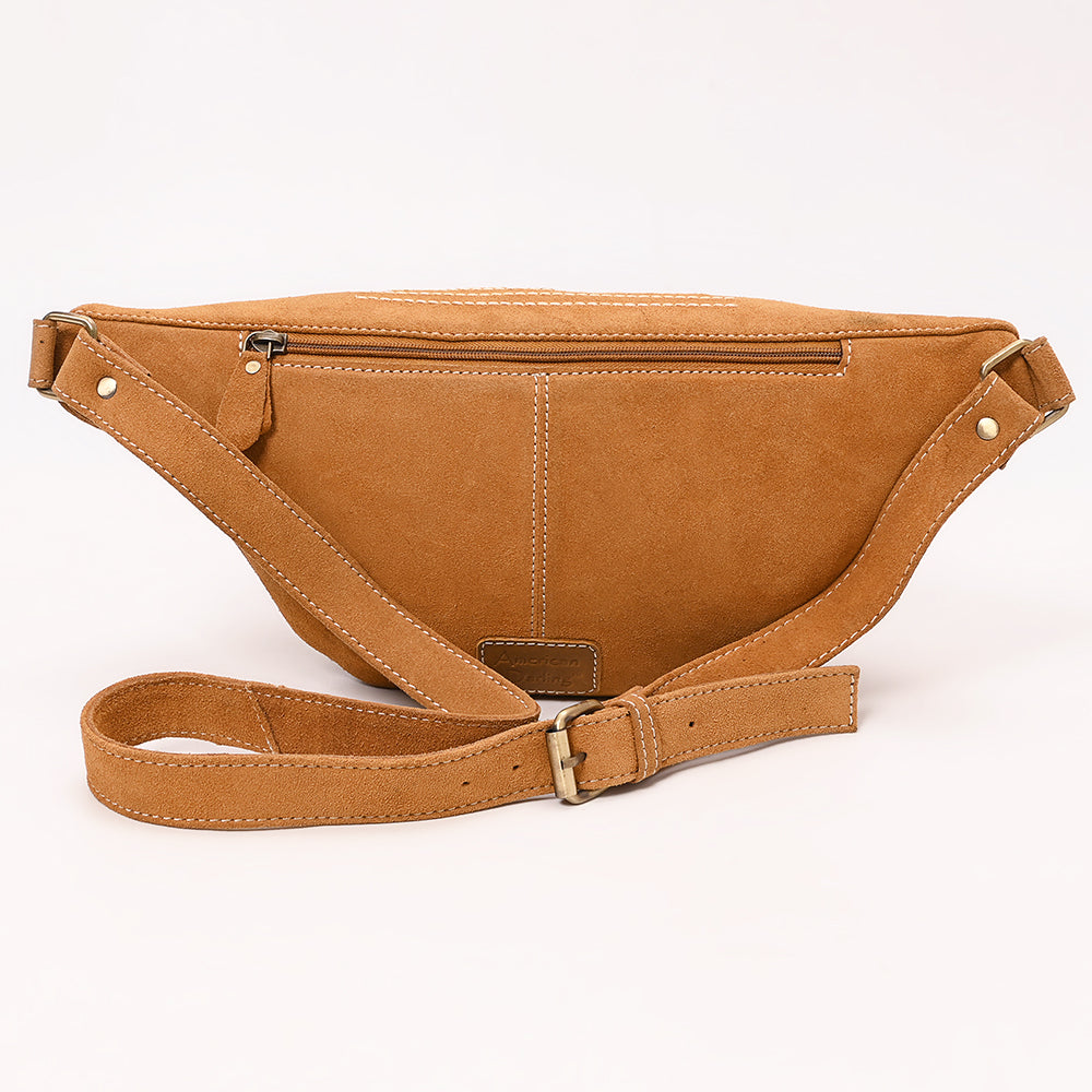 ADBGA668 Western Genuine suede Belt Bag with Rope Embroidery-Rodeo Waist Pack
