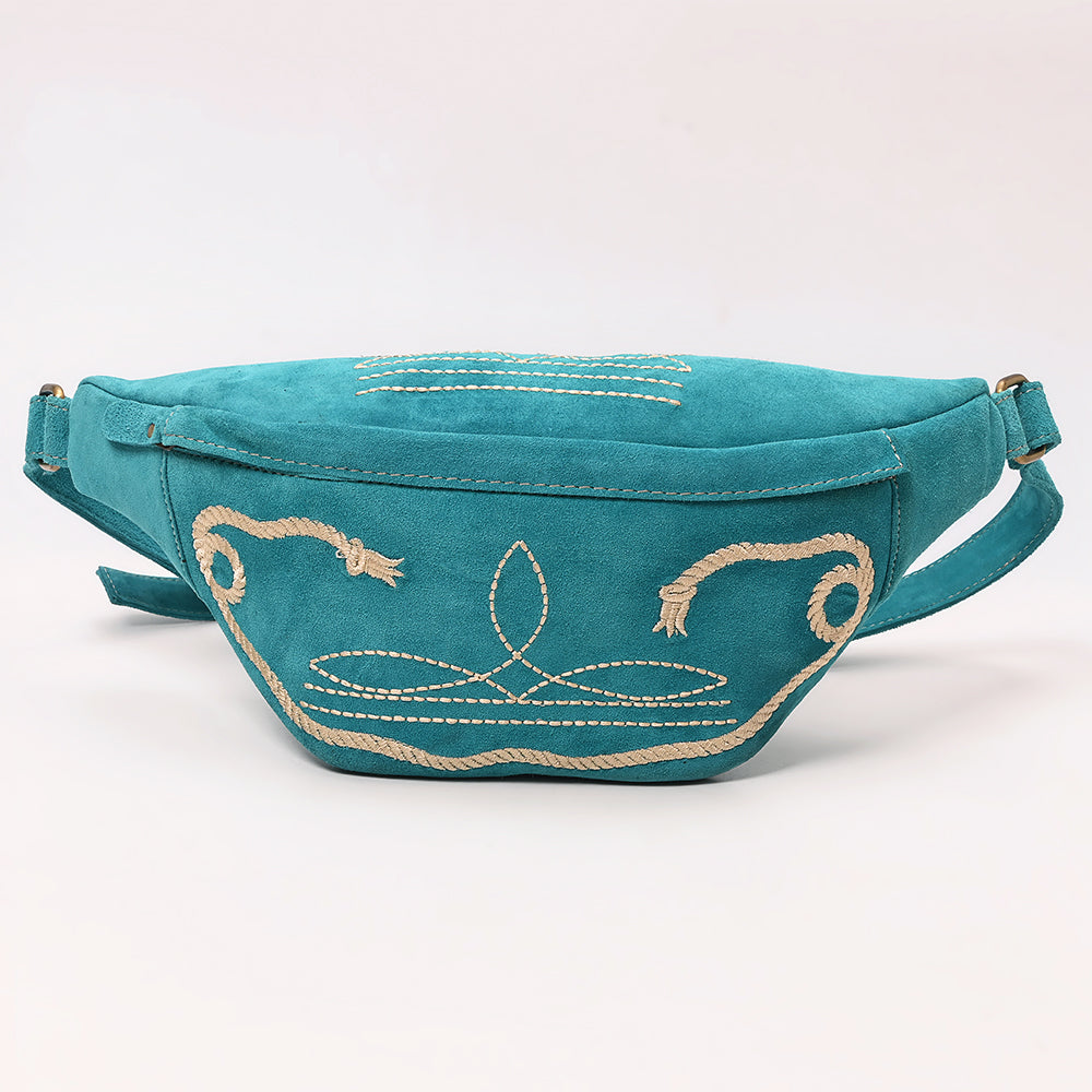 ADBGA668 Western Genuine suede Belt Bag with Rope Embroidery-Rodeo Waist Pack