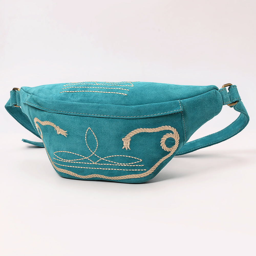 ADBGA668 Western Genuine suede Belt Bag with Rope Embroidery-Rodeo Waist Pack