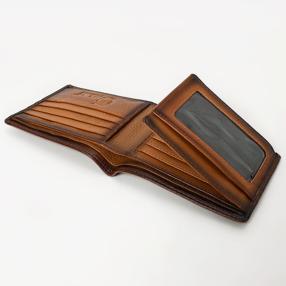 OHM120A Genuine Western Leather Bifold Wallet