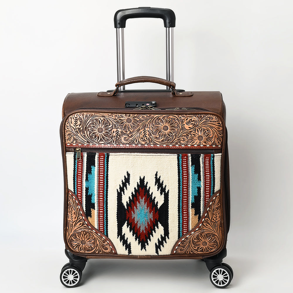ADBG1570 American Darling Western Leather Travel Case with Hand Tooled Floral and Saddle Blanket