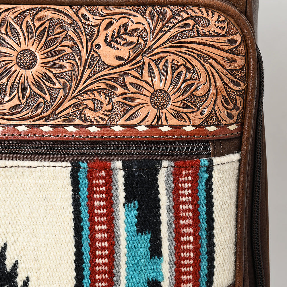 ADBG1570 American Darling Western Leather Travel Case with Hand Tooled Floral and Saddle Blanket