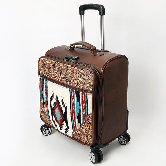 ADBG1570 American Darling Western Leather Travel Case with Hand Tooled Floral and Saddle Blanket