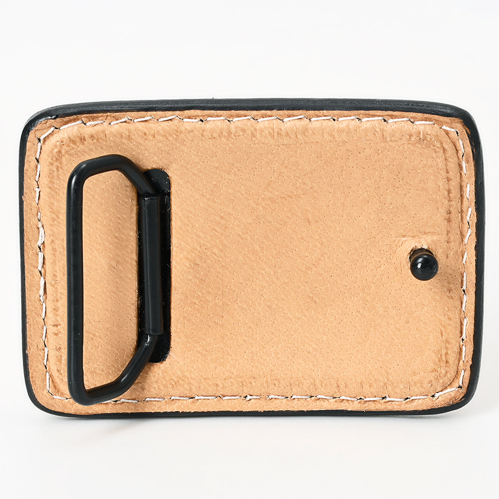 ADBLF101-BU Hand-Painted Sunflower & Cactus Western Leather Belt Buckle