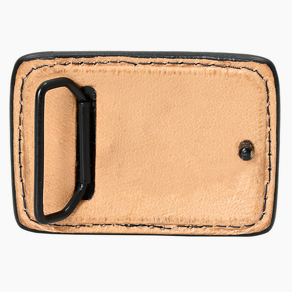 ADBLF109-BU Hand-Tooled Western Leather Belt - Turquoise Inlay & Floral Scroll Design