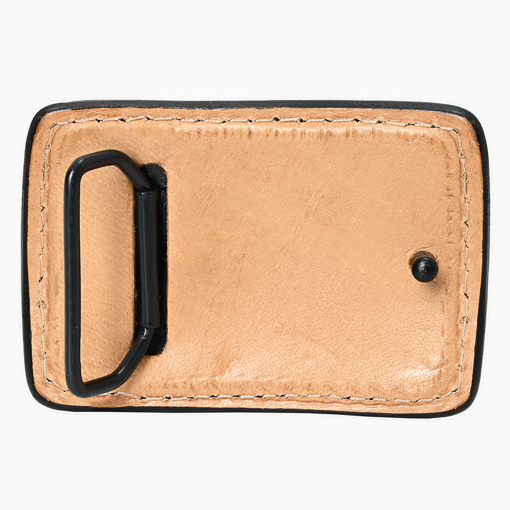 ADBLF162-BU Tooled Leather Buckle/Wallet - Ace of Hearts & Leaf Western Motif