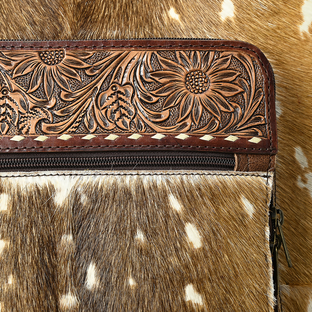 ADBG1637 Western Cowhide Leather Rolling Travel Case - Hand Tooled Luggage by American Darling