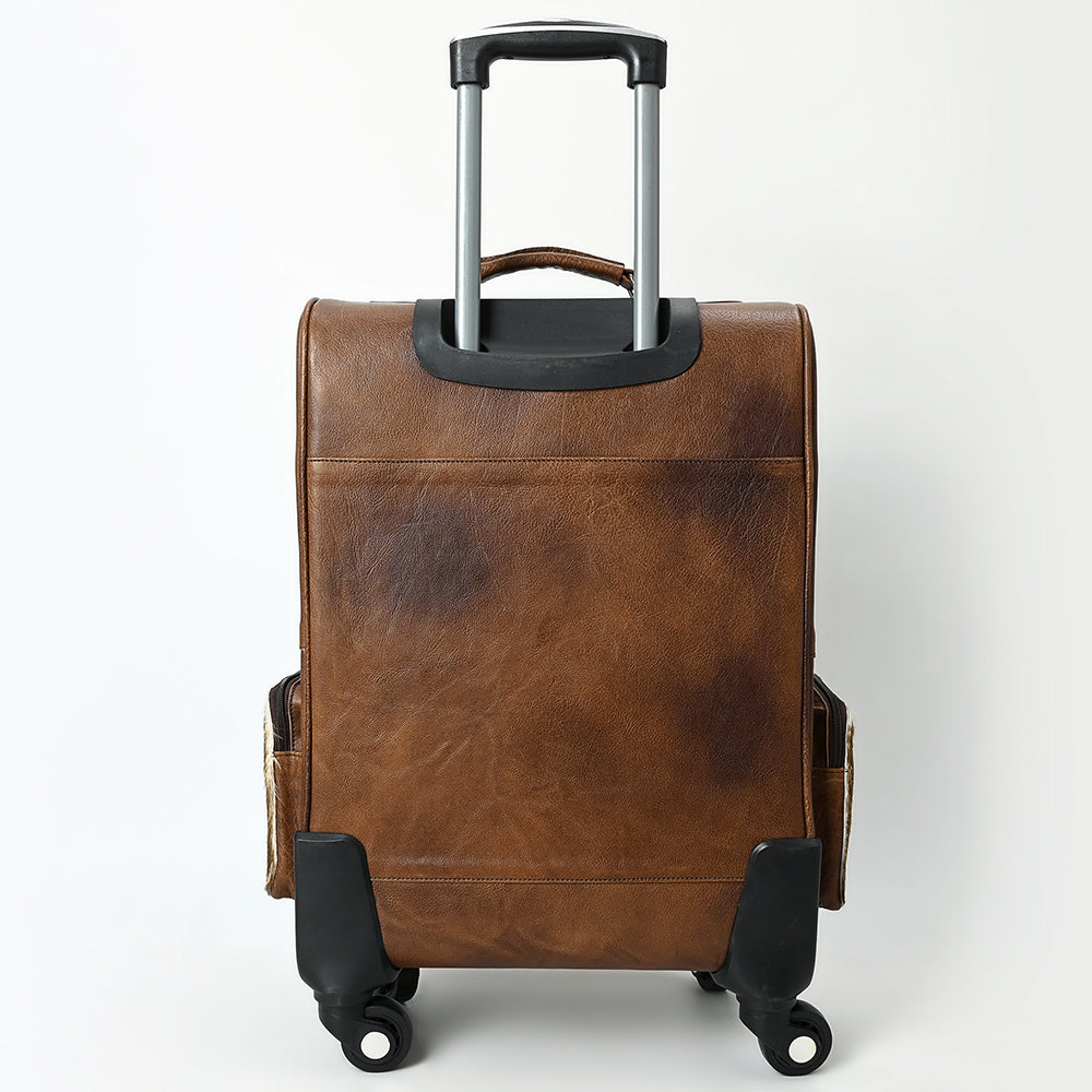 ADBG1637 Western Cowhide Leather Rolling Travel Case - Hand Tooled Luggage by American Darling