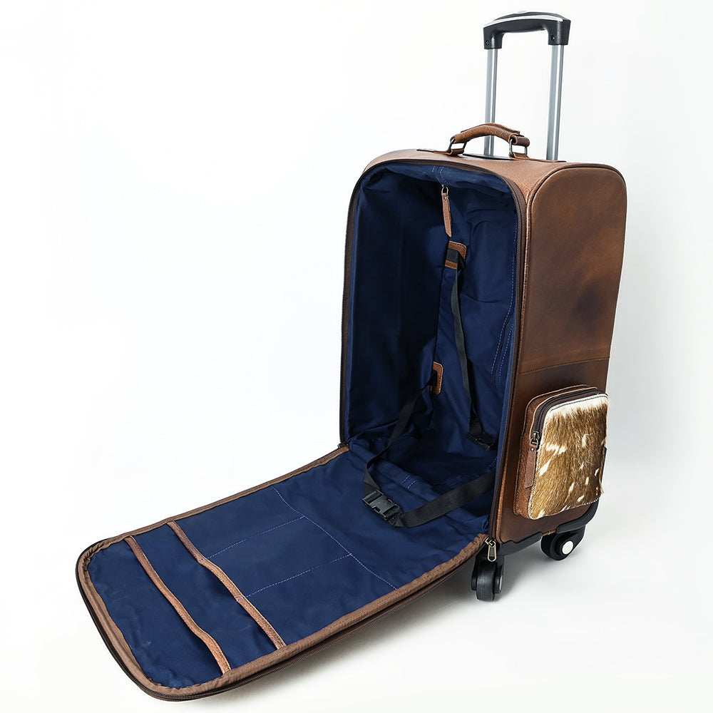 ADBG1637 Western Cowhide Leather Rolling Travel Case - Hand Tooled Luggage by American Darling
