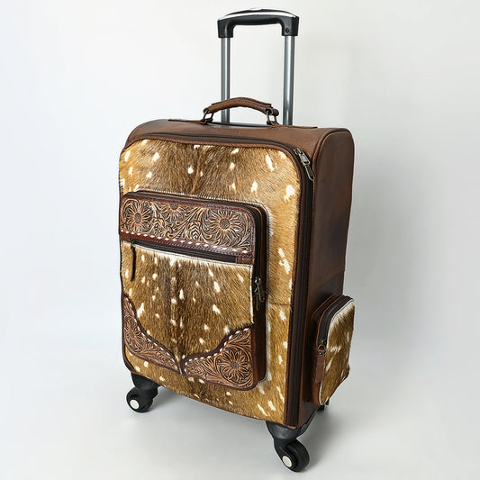 ADBG1637 Western Cowhide Leather Rolling Travel Case - Hand Tooled Luggage by American Darling