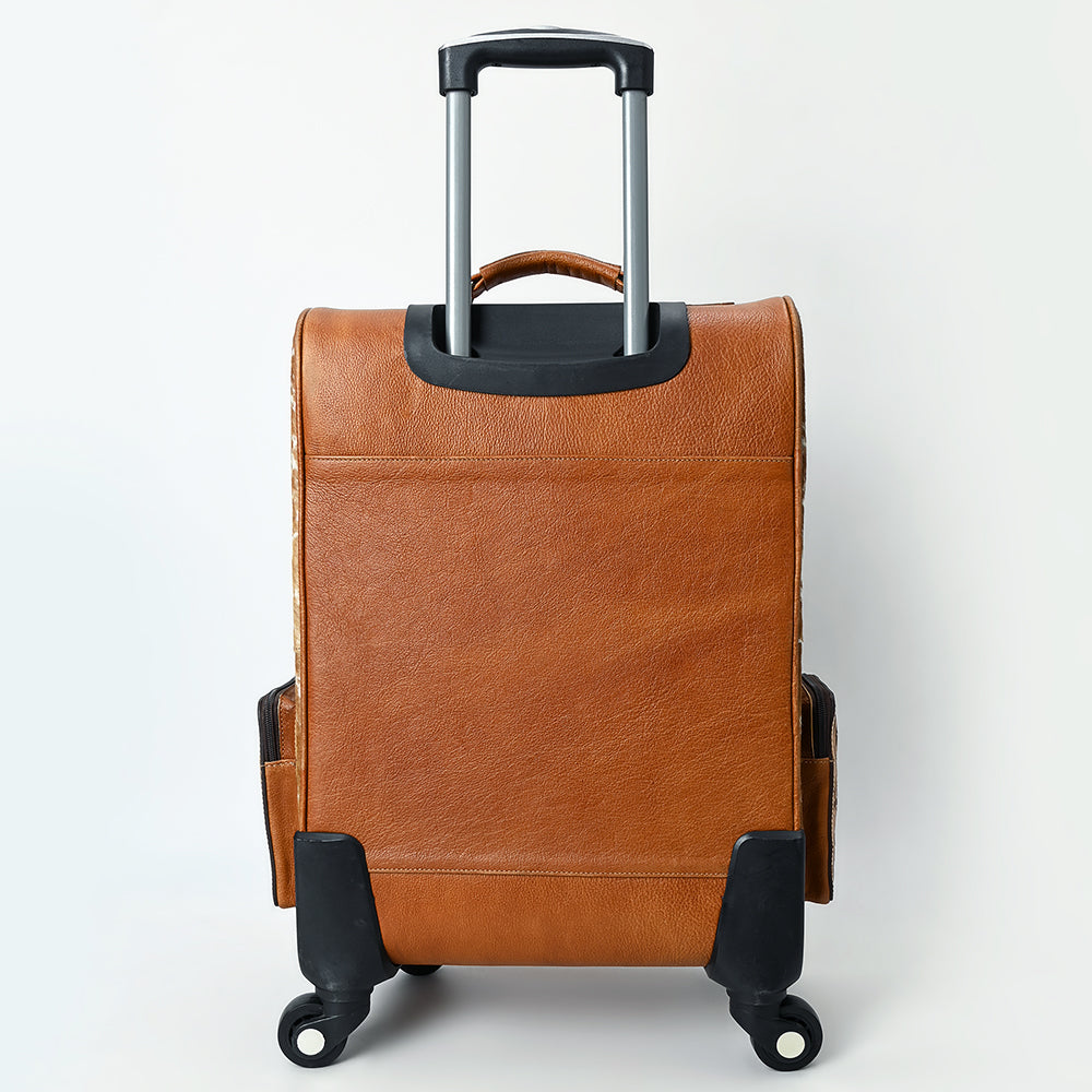 ADBG1638 Western Cowhide Leather Rolling Travel Case - Hand Tooled Luggage by American Darling