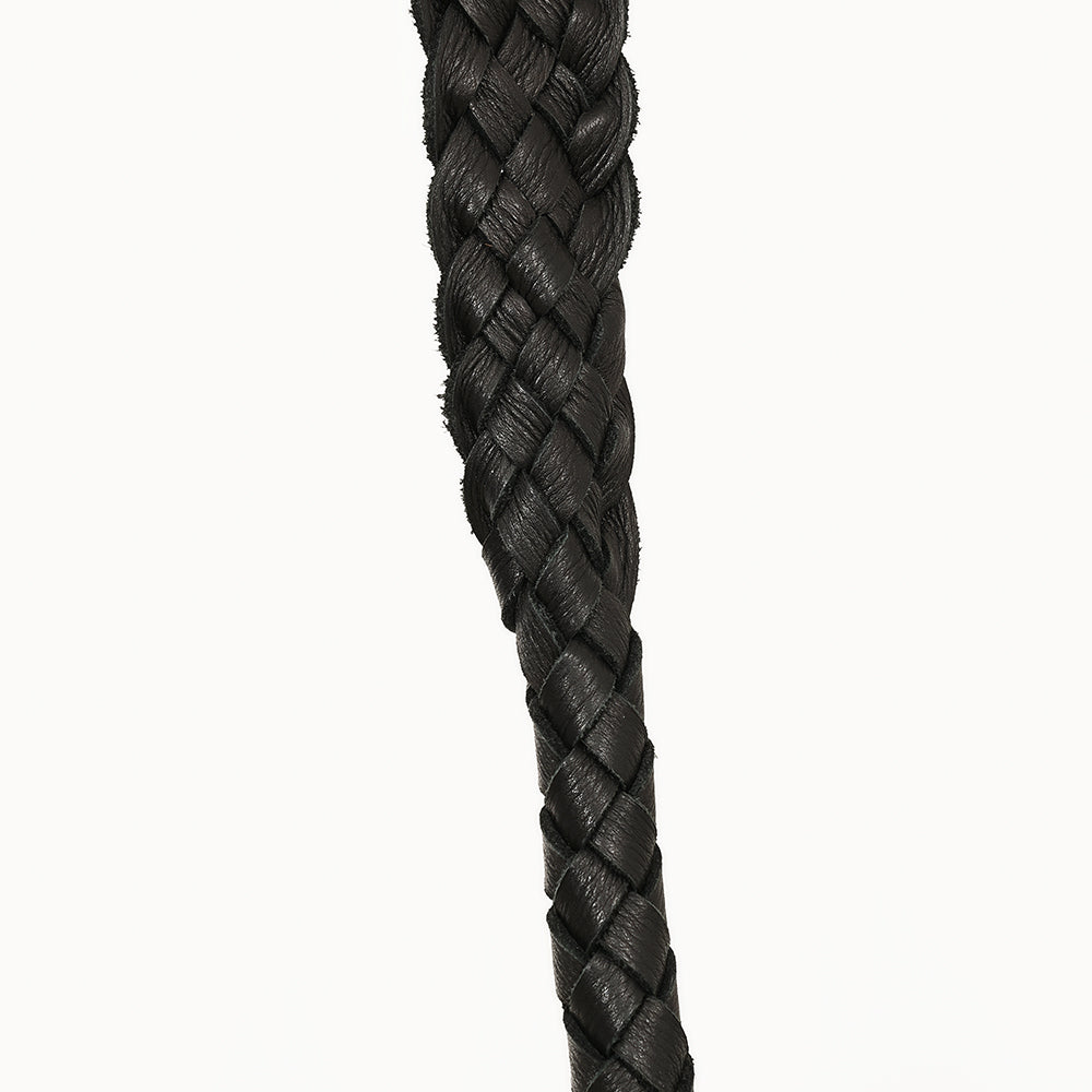 ADBGM549 Black Leather Fringe Messenger Bag - Western Braided Purse with Conchos & Distressed Flap