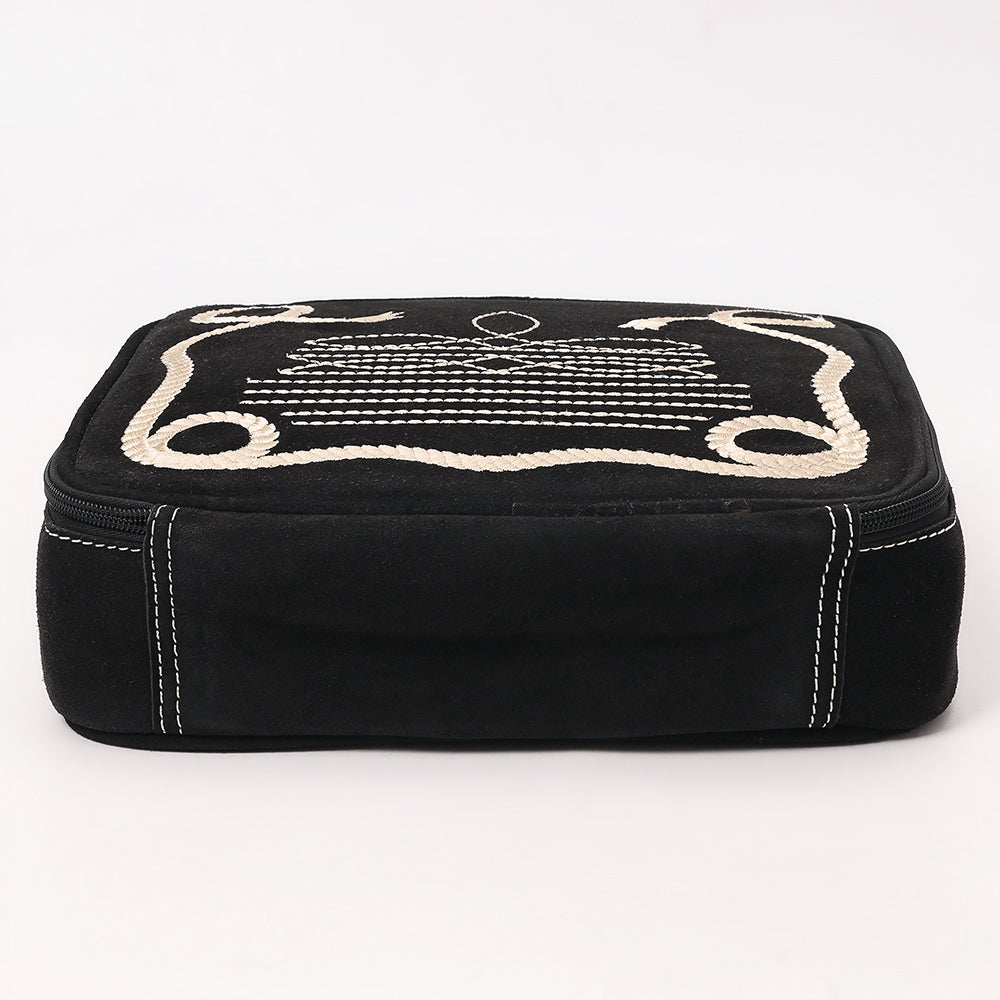 ADBGA681 Genuine suede Jewelry Case with Western Rope Embroidery