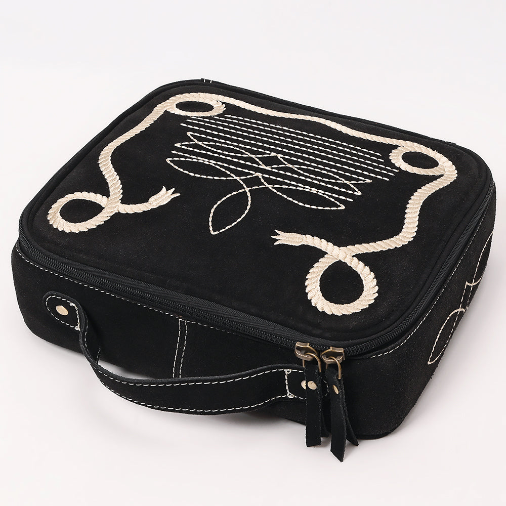 ADBGA681 Genuine suede Jewelry Case with Western Rope Embroidery
