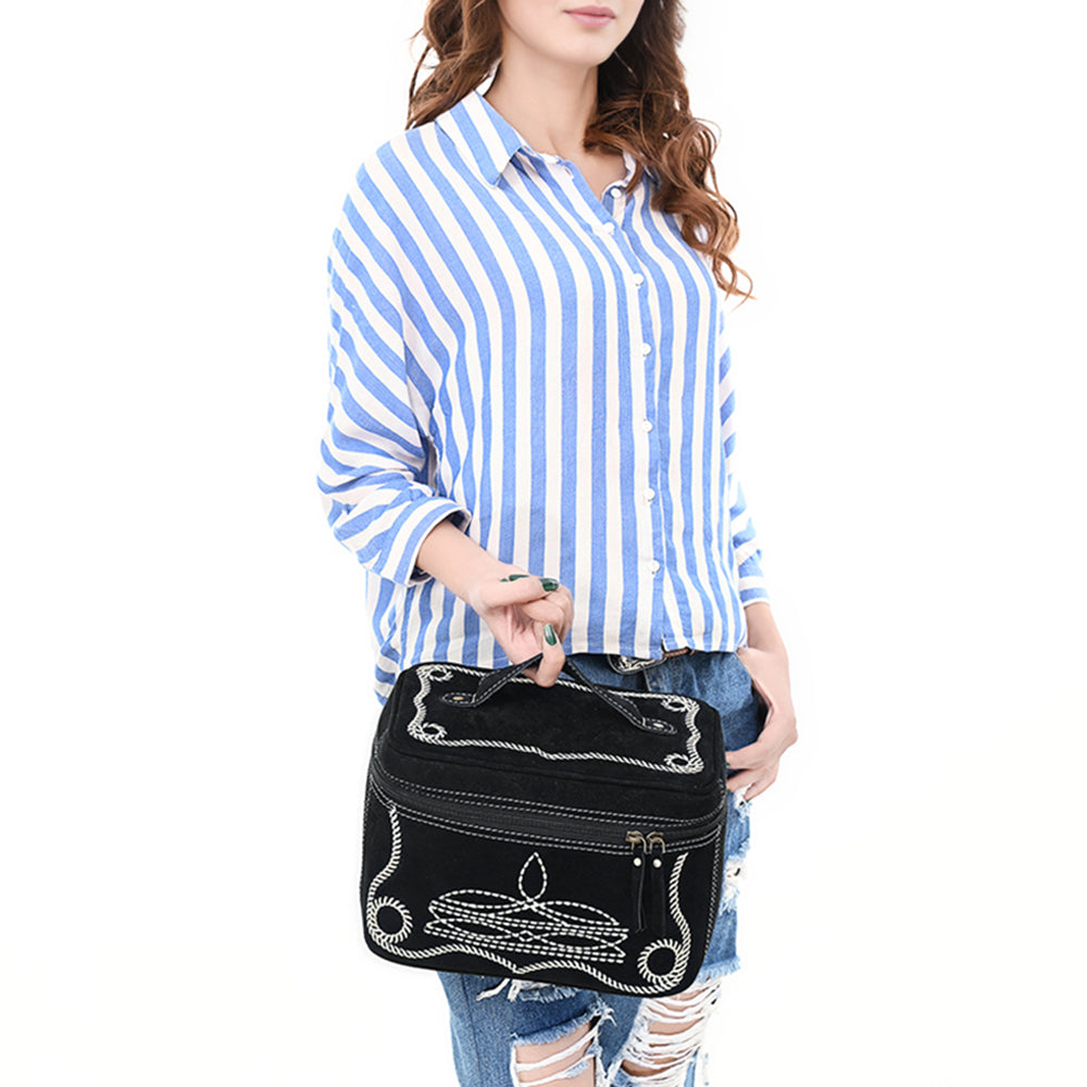 ADBGA683 Western Embroidered Vanity Jewelry Case with Handle & Zipper